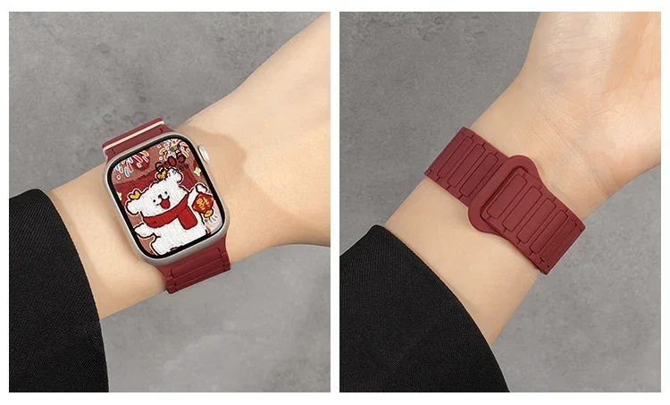 Silicone Strap for Apple Watch 46mm 42mm 49 45mm 41mm 44 40mm Magnetic Band for IWatch Ultra 4/3/2 Series 12 11 10 9 8 7 6 SE 5