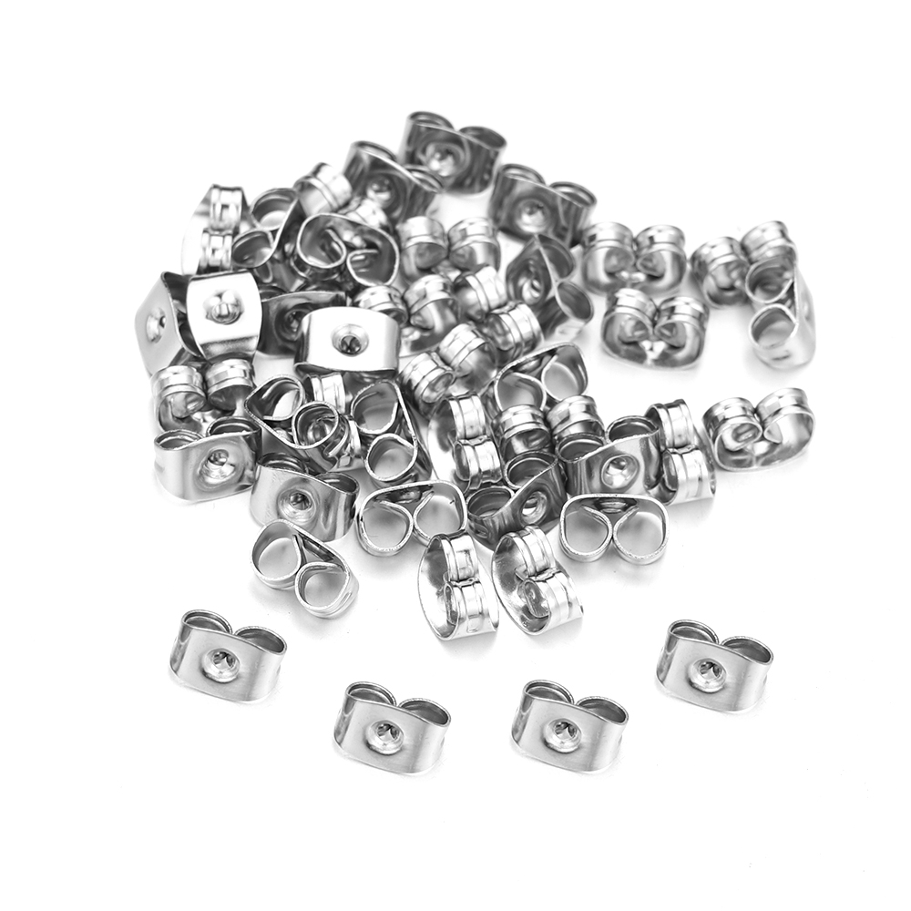 Semitree 200Pcs/lot Stainless Steel Earring Back Earrings Stopper for Diy Jewelry Making Earring Findings Crafts Accessories
