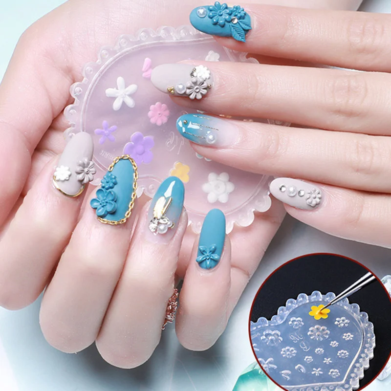 SNASAN Tiny Beads Flower Bear Leaf Shell Dolphin Beauty Nail Art Resin Silicone Mould DIY Tool UV Epoxy Resin Box Silicone Mold