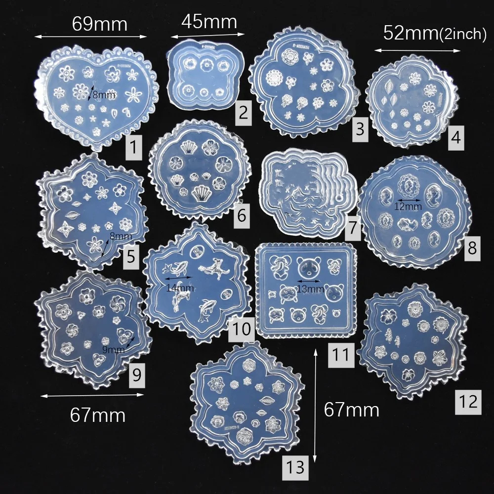 SNASAN Tiny Beads Flower Bear Leaf Shell Dolphin Beauty Nail Art Resin Silicone Mould DIY Tool UV Epoxy Resin Box Silicone Mold