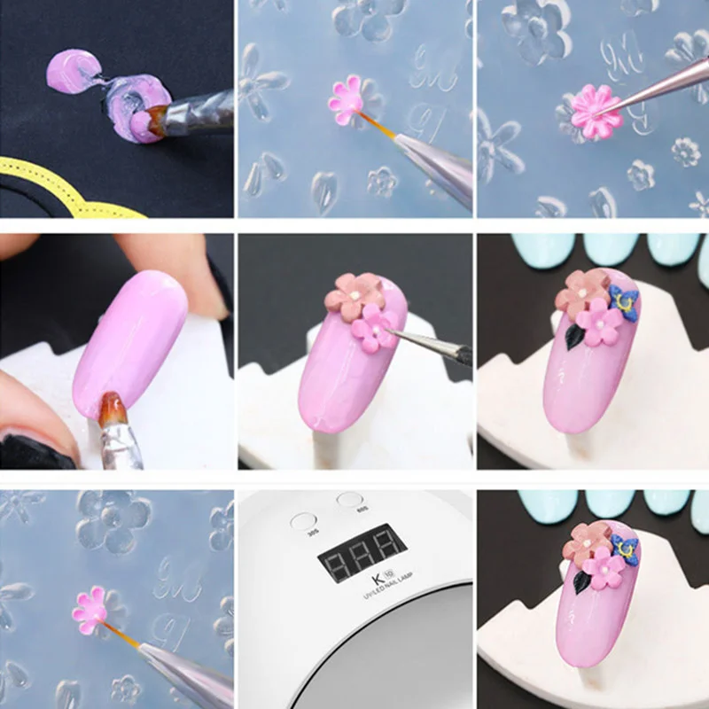 SNASAN Tiny Beads Flower Bear Leaf Shell Dolphin Beauty Nail Art Resin Silicone Mould DIY Tool UV Epoxy Resin Box Silicone Mold