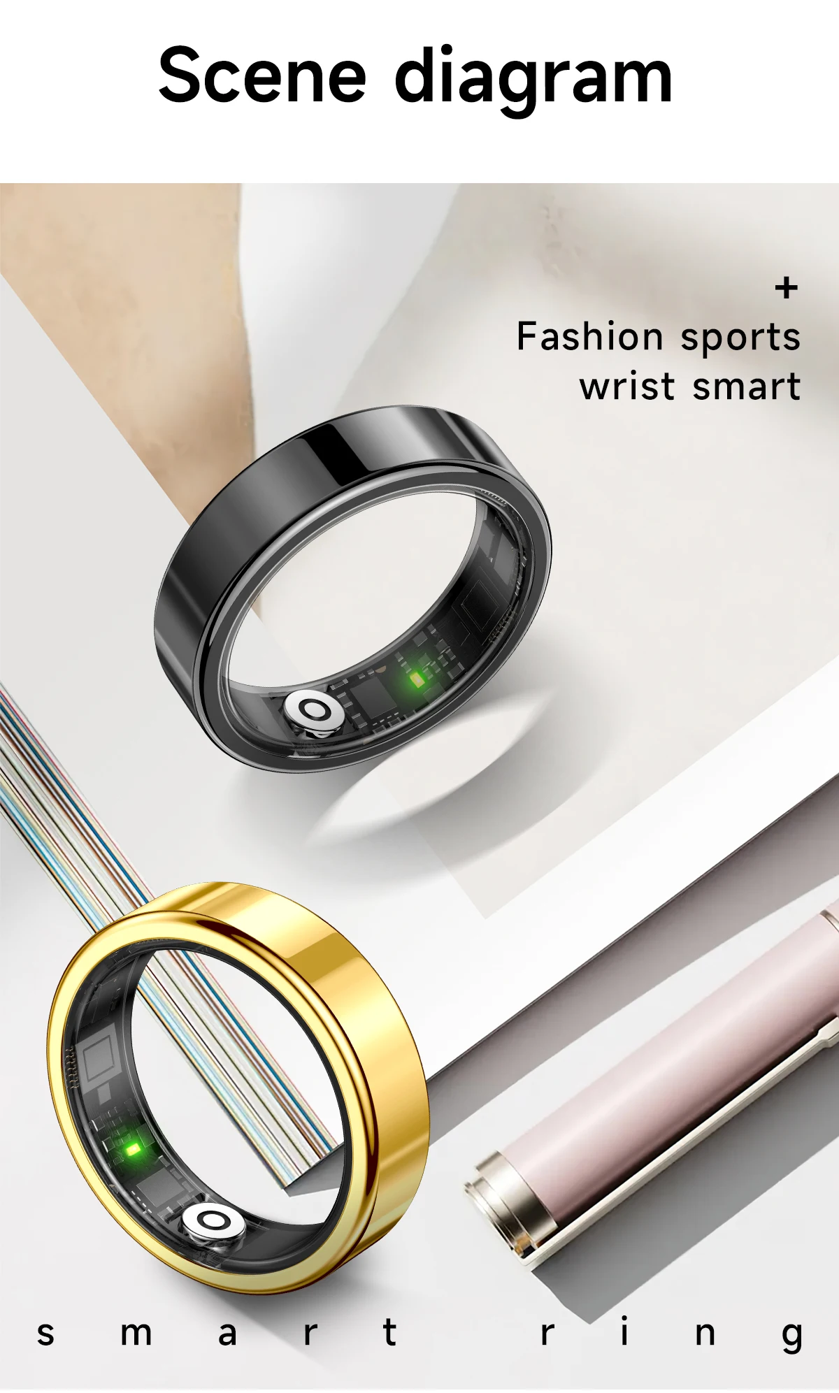2026 New Smart Ring Heart Rate Blood Pressure Sleep Monitoring Motion Tracking IP68 Waterproof Men Women Smart Ring Holiday Gift