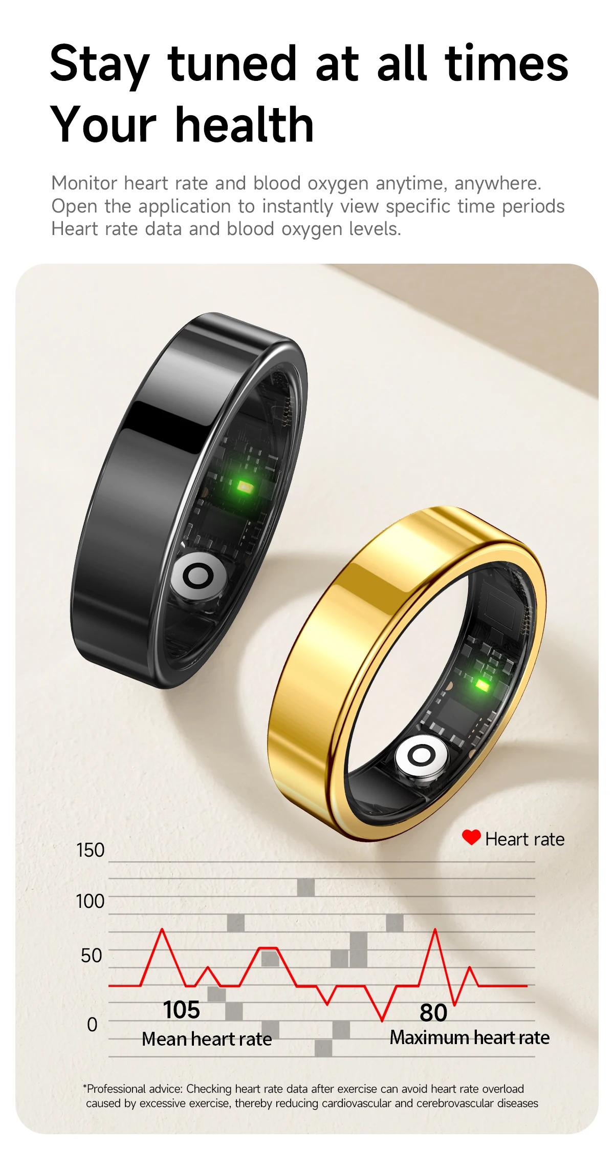 2026 New Smart Ring Heart Rate Blood Pressure Sleep Monitoring Motion Tracking IP68 Waterproof Men Women Smart Ring Holiday Gift
