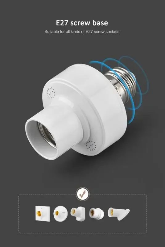 Tuya WIiFi BL E27 Socket Smart Lamp Holder Base Light Bulbs Adapter Kitchen Bedroom Light Switch Voice Control Alexa Google Home
