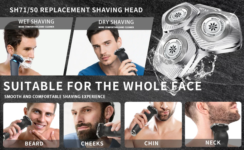 SH71 Replacement Head Compatible For Philips Shavers Series S5000 (S5XXX),S7000 (S7XXX)