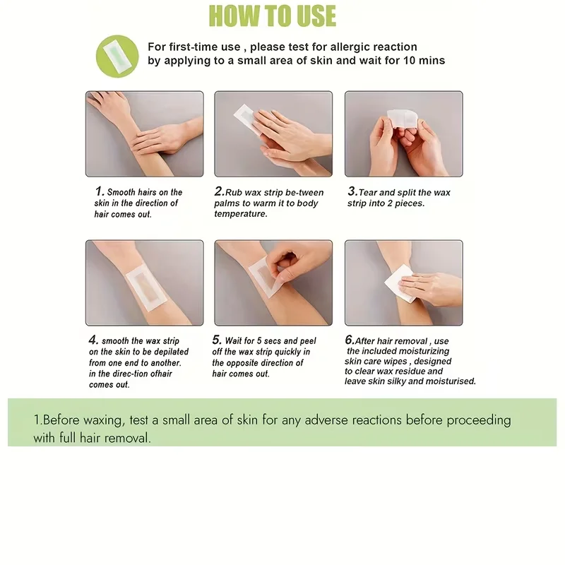 12 Pcs Depilatory Wax Strips Waxing Kit for Women Men Face Leg Arm Body Gentle Non-Irritating Quick Easy Hair Beauty Tools