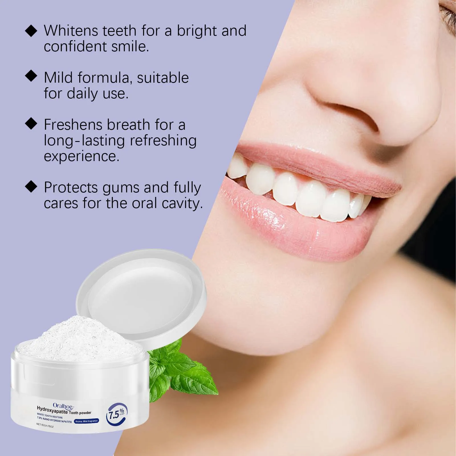 Delicate teeth care, strong cleaning power, long-term fresh breath and white smile