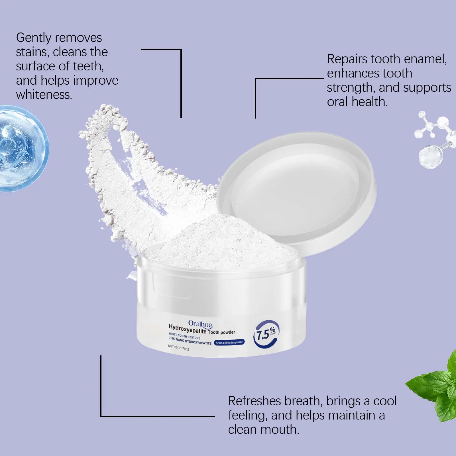 Delicate teeth care, strong cleaning power, long-term fresh breath and white smile