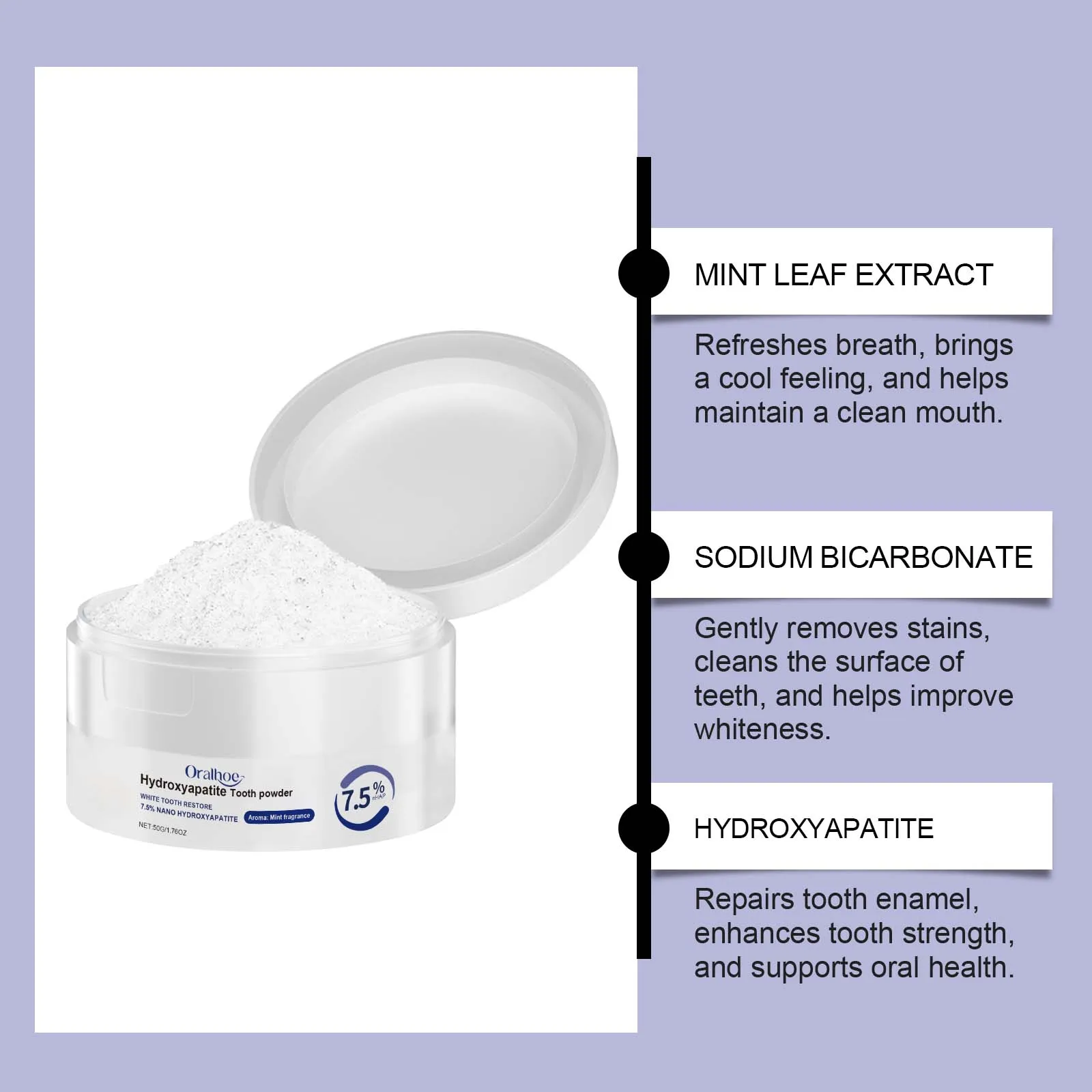 Delicate teeth care, strong cleaning power, long-term fresh breath and white smile