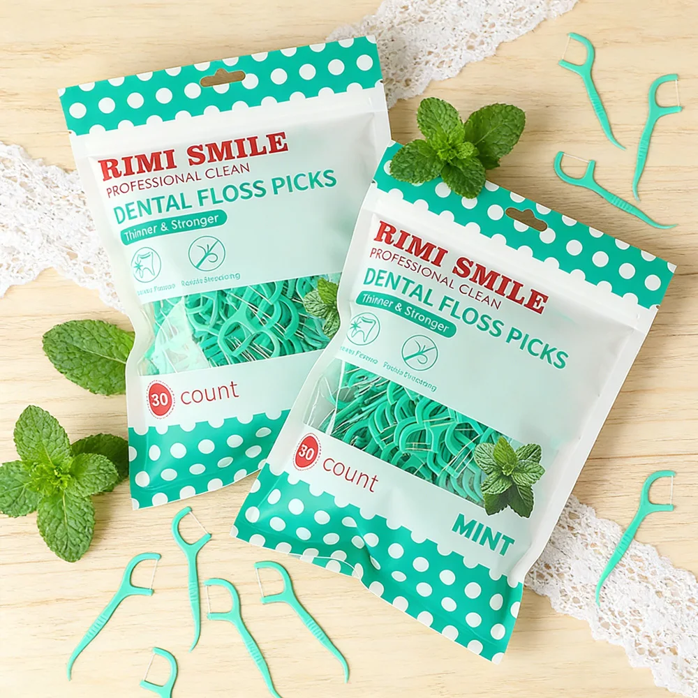 RIMI SMILE-330 Ultra-Fine Toothpicks, Home Set, Mint Dental Floss Stick, One Bag for One Family, Oral Cleaning Tool
