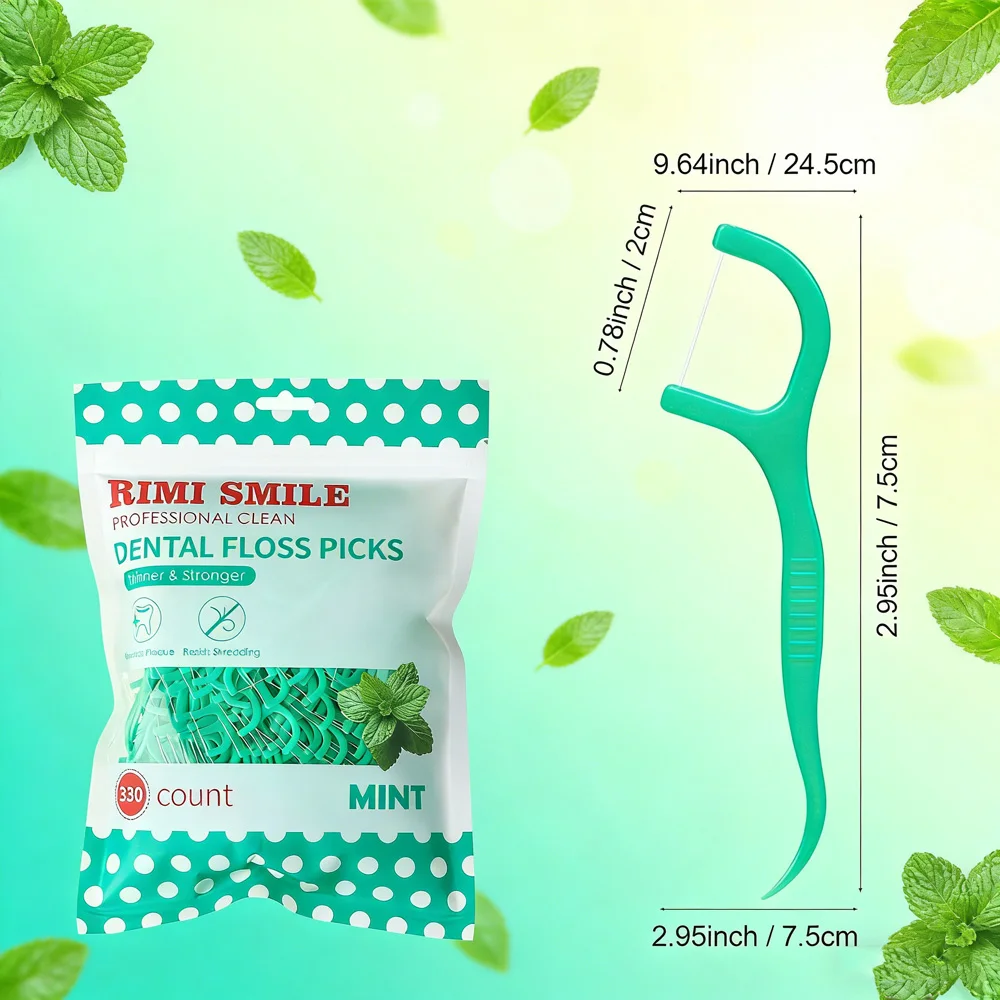 RIMI SMILE-330 Ultra-Fine Toothpicks, Home Set, Mint Dental Floss Stick, One Bag for One Family, Oral Cleaning Tool