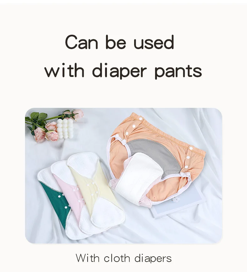 AIO Ultra Absorbent Cotton Yarn Sanitary Pads Washable Reusable Feminine Hygiene Pads for Heavy Flow & Daily Use