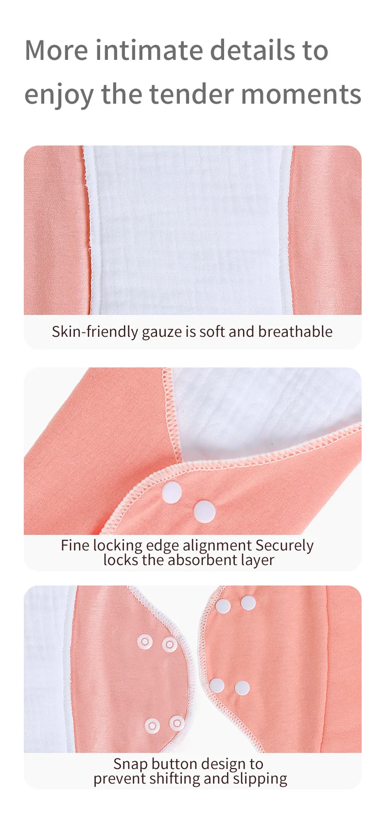 AIO Ultra Absorbent Cotton Yarn Sanitary Pads Washable Reusable Feminine Hygiene Pads for Heavy Flow & Daily Use