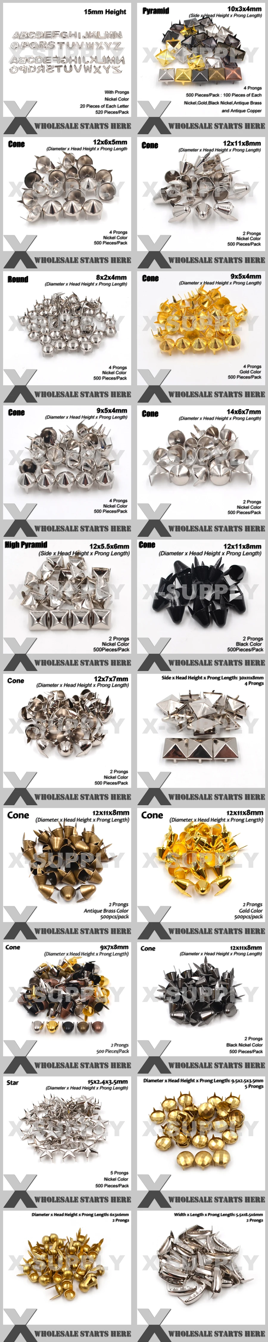 Punk DIY English UK 77 Round Cone Stud in Silver Color with 2 Prongs (Over 20Lots Will Get 35% Off) Used for Leather Craft