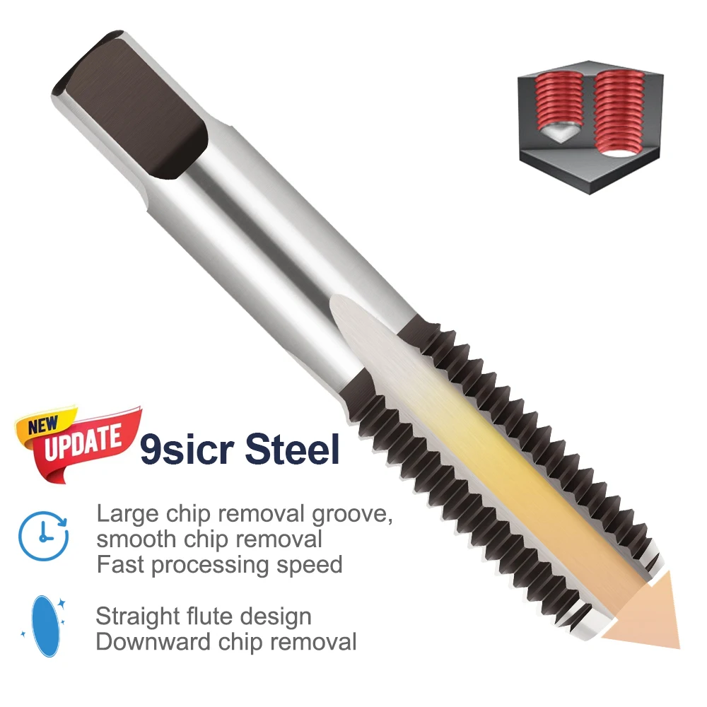 XCAN Thread Tap Set Right Hand Straight Flute Tap M3 M4 M5 M6 M7 M8 M10 M12 M14 M16 Metric 2pcs Threading Tool Screw Tap Drill