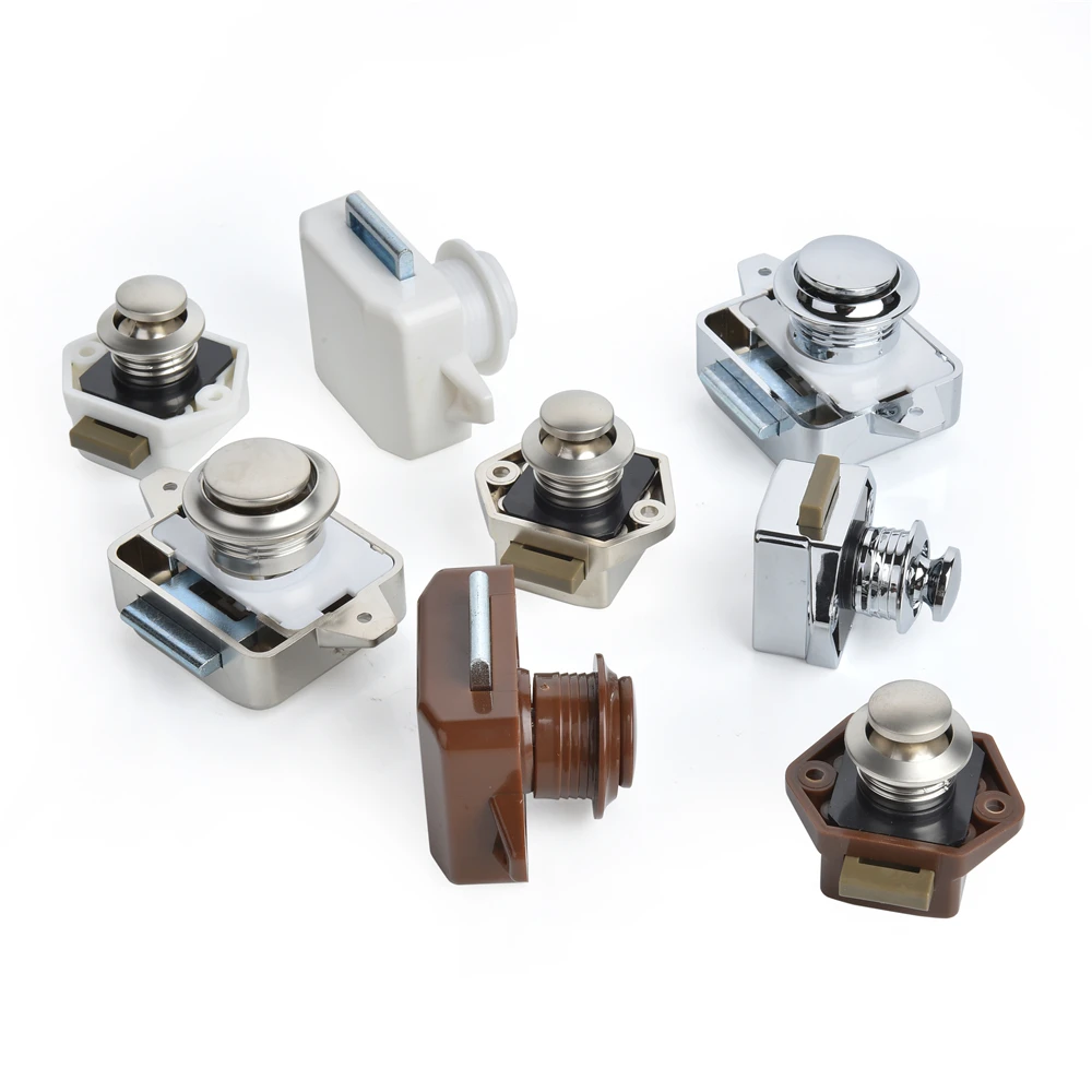 KAK 10pcs Camper Car Push Lock RV Caravan Boat Motor Home Cabinet Drawer Latch Button Locks Furniture Door Lock Hardware