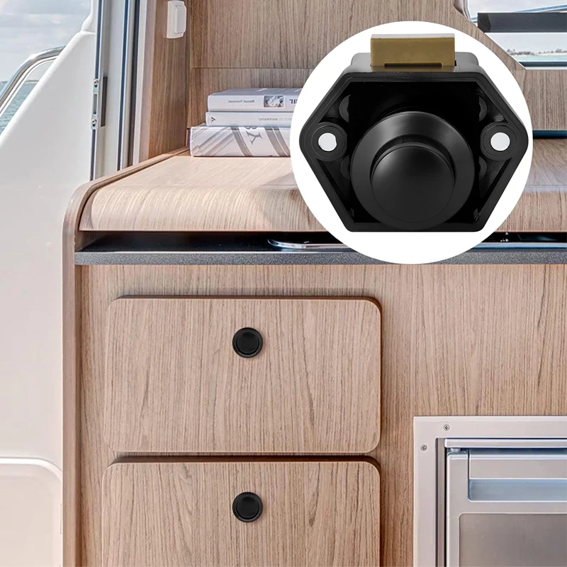 KAK 10pcs Camper Car Push Lock RV Caravan Boat Motor Home Cabinet Drawer Latch Button Locks Furniture Door Lock Hardware