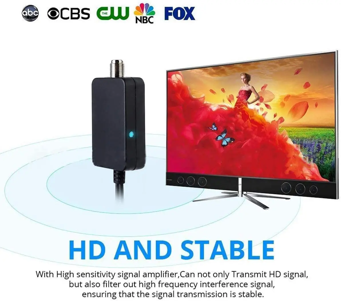 36dB Signal Amplifier Antenna Booster Tuner 200Mile Digital Indoor HDTV Antenna Satellite Receiver TV Antenna for DVB-T DVB-T2