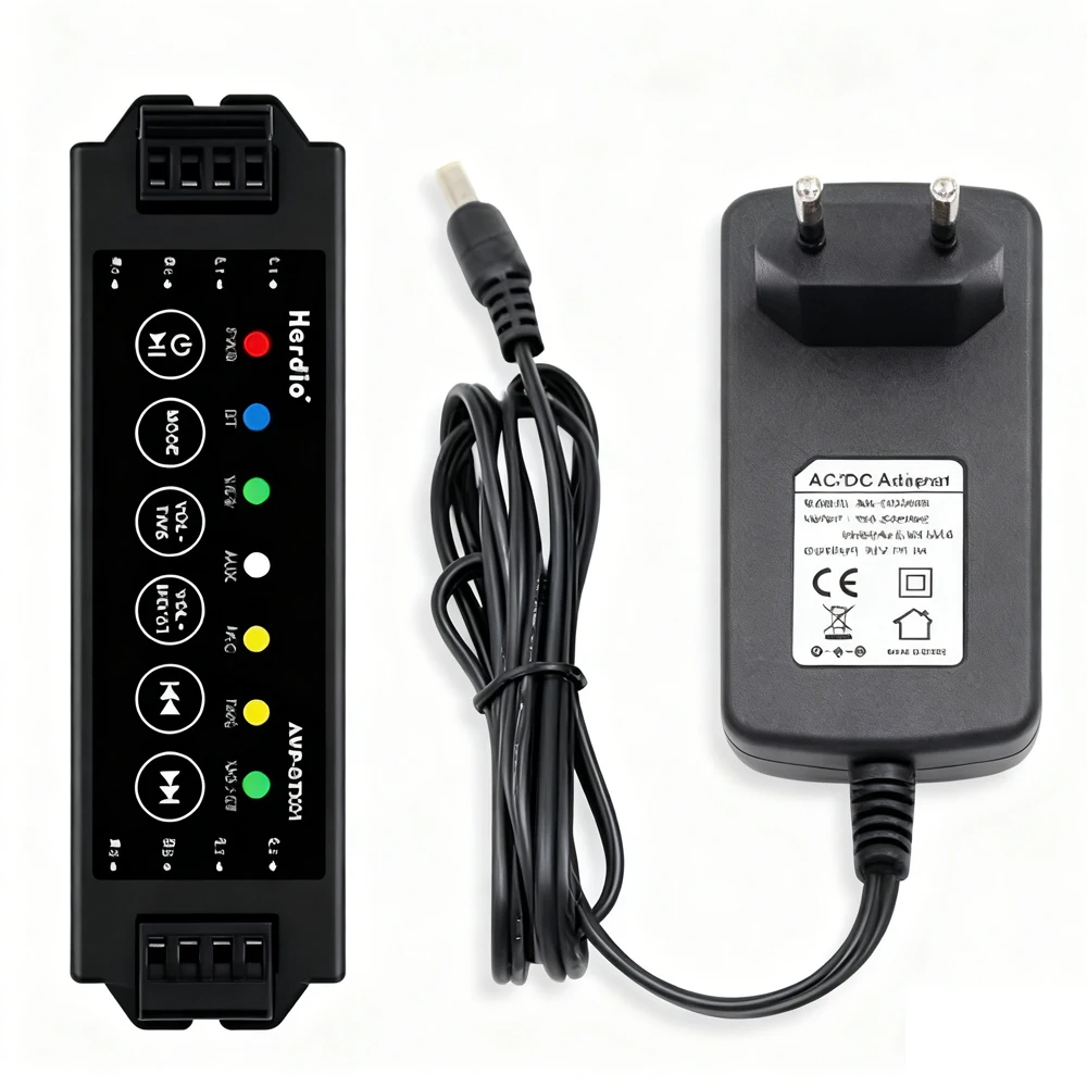 Herdio 4-Way Home Power Amplifiers Audio Bluetooth & Aux Mini Amplifier for Bathroom Wall Ceiling Speakers EU/US/UK/AU Plug