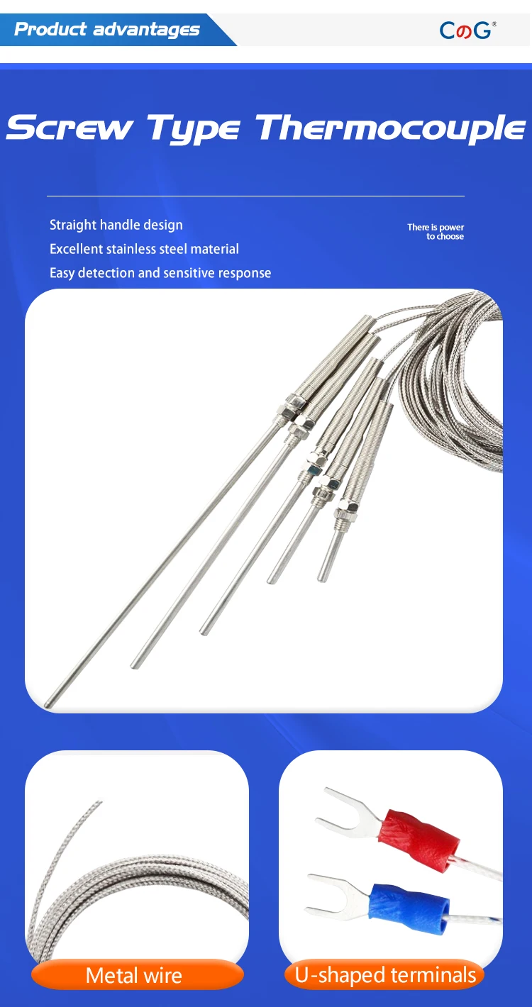 0-800 Degree M8 1m 2m 3m 5m K J PT100 Type 50mm 150mm 100mm 200mm Probe Screw Thread Cable Thermocouple Oven Temperature Sensor