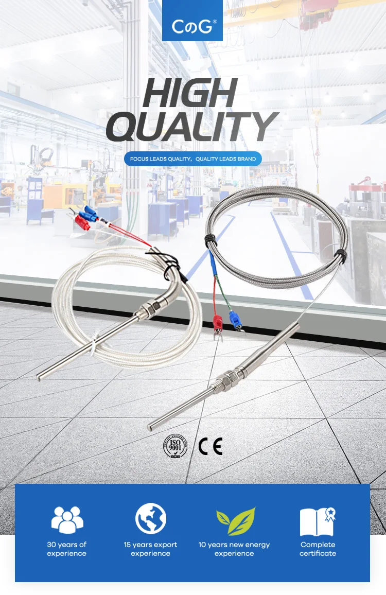 0-800 Degree M8 1m 2m 3m 5m K J PT100 Type 50mm 150mm 100mm 200mm Probe Screw Thread Cable Thermocouple Oven Temperature Sensor