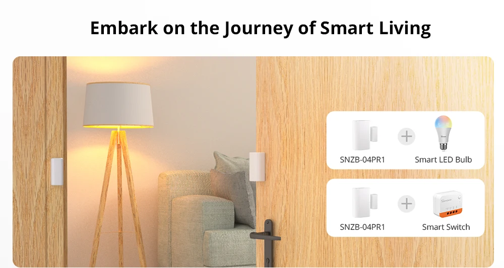 SONOFF SNZB-04PR1 Zigbee3.0 Door Window Sensor Tamper Alert Local Smart Scene Control Work with Alexa Google Home via Zigbee Hub