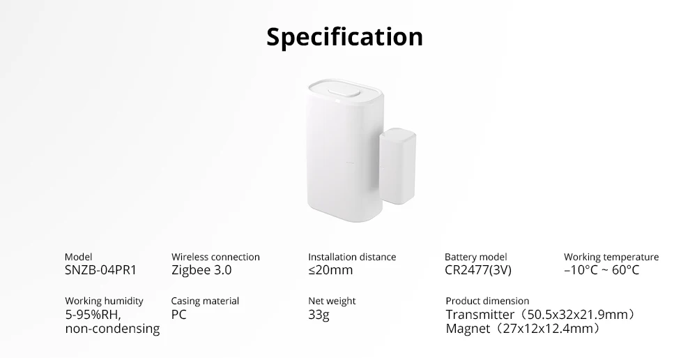 SONOFF SNZB-04PR1 Zigbee3.0 Door Window Sensor Tamper Alert Local Smart Scene Control Work with Alexa Google Home via Zigbee Hub