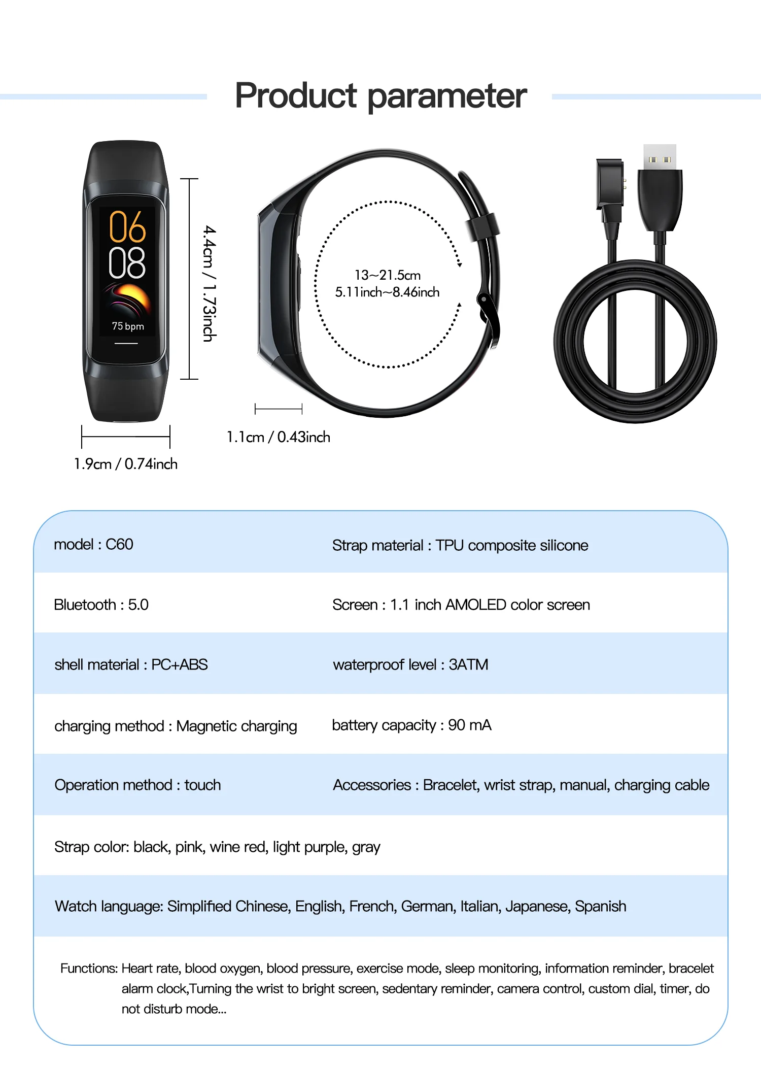 LIGE Amoled Smart Watch Smartwatch Band Women Heart Rate Blood Waterproof Connected Smart Bracelet Sport Fitness Tracker Watch