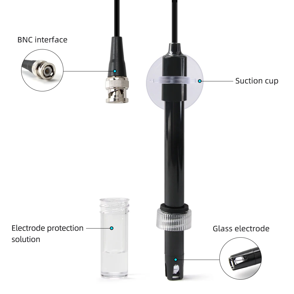 Yieryi Ph Replacement Probe Aquarium Hydroponic Laboratory Electrode Ph Meter Potential Test BNC Q9 Connector 1.2/3M Wire Probe