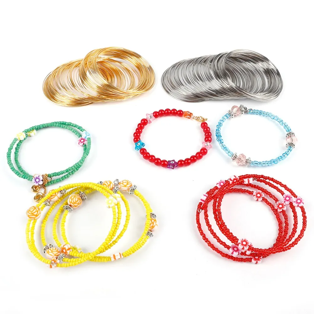 Wholesale 100 Loops 0.6mm Thick Memory Beading Steel Wire for DIY Jewelry Findings Bangle Bracelet Creative Handicraft Making