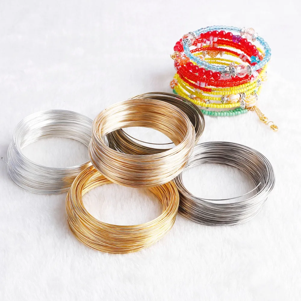 Wholesale 100 Loops 0.6mm Thick Memory Beading Steel Wire for DIY Jewelry Findings Bangle Bracelet Creative Handicraft Making