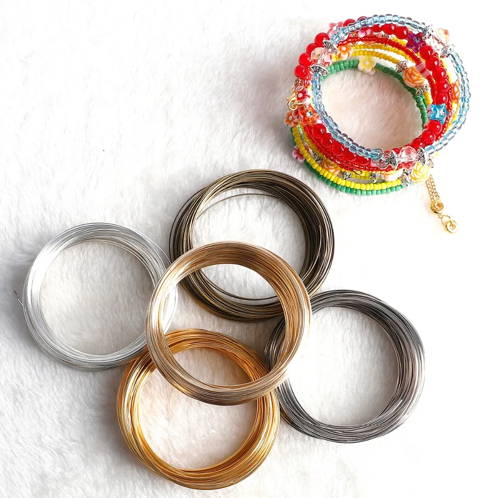 Wholesale 100 Loops 0.6mm Thick Memory Beading Steel Wire for DIY Jewelry Findings Bangle Bracelet Creative Handicraft Making