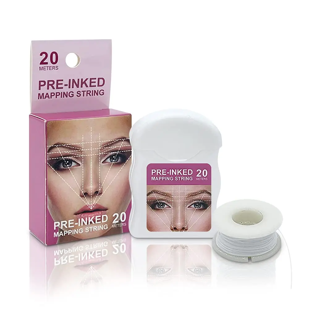 White Eyebrow Mapping String for Microblading Brow Map Line Premium Pre-Inked Measuring tool for Eyebrow Tattoo Permanent Makeup