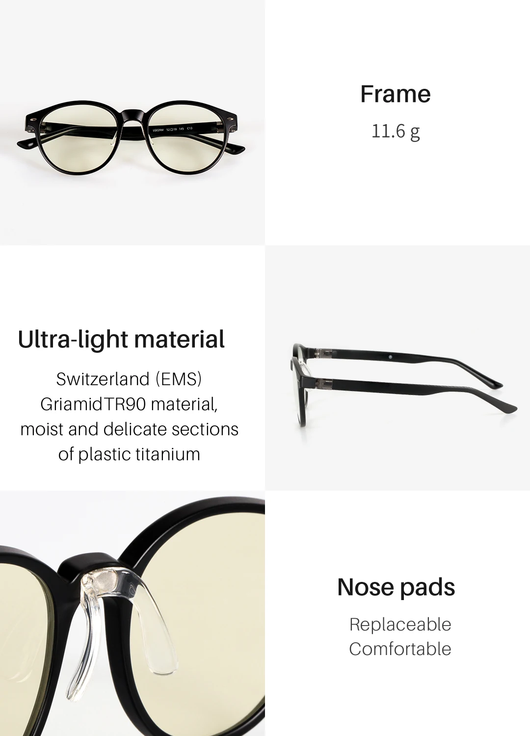 Qukan Anti-Blue-rays W1 Glasses Photochromic Protective Glasses 35% Blue Blocking Modular Design For Daily Life