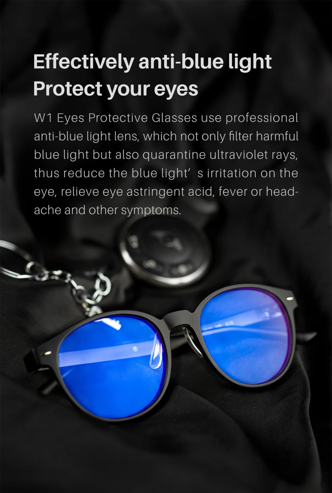 Qukan Anti-Blue-rays W1 Glasses Photochromic Protective Glasses 35% Blue Blocking Modular Design For Daily Life
