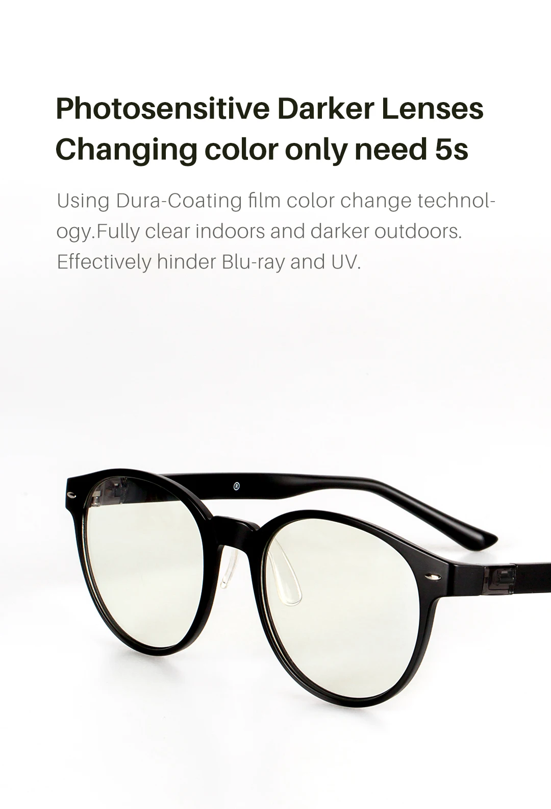 Qukan Anti-Blue-rays W1 Glasses Photochromic Protective Glasses 35% Blue Blocking Modular Design For Daily Life
