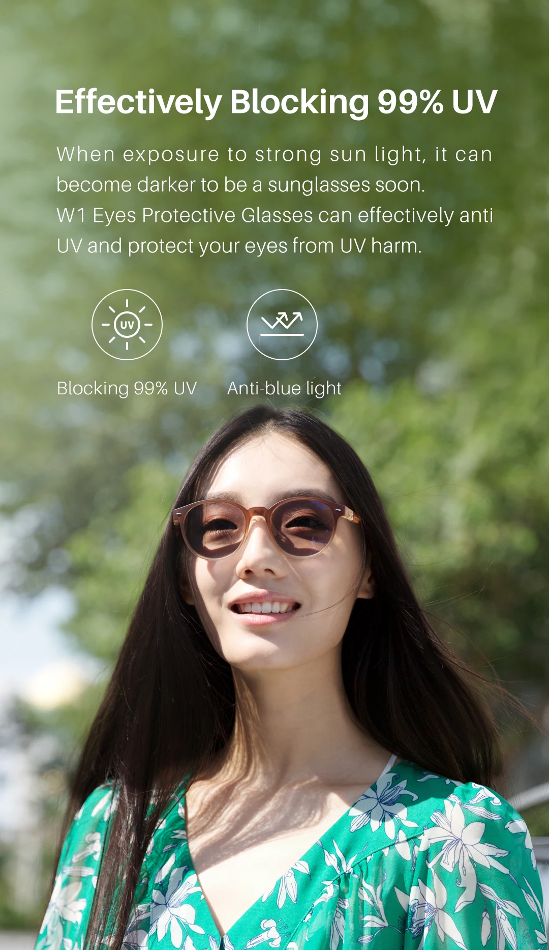 Qukan Anti-Blue-rays W1 Glasses Photochromic Protective Glasses 35% Blue Blocking Modular Design For Daily Life