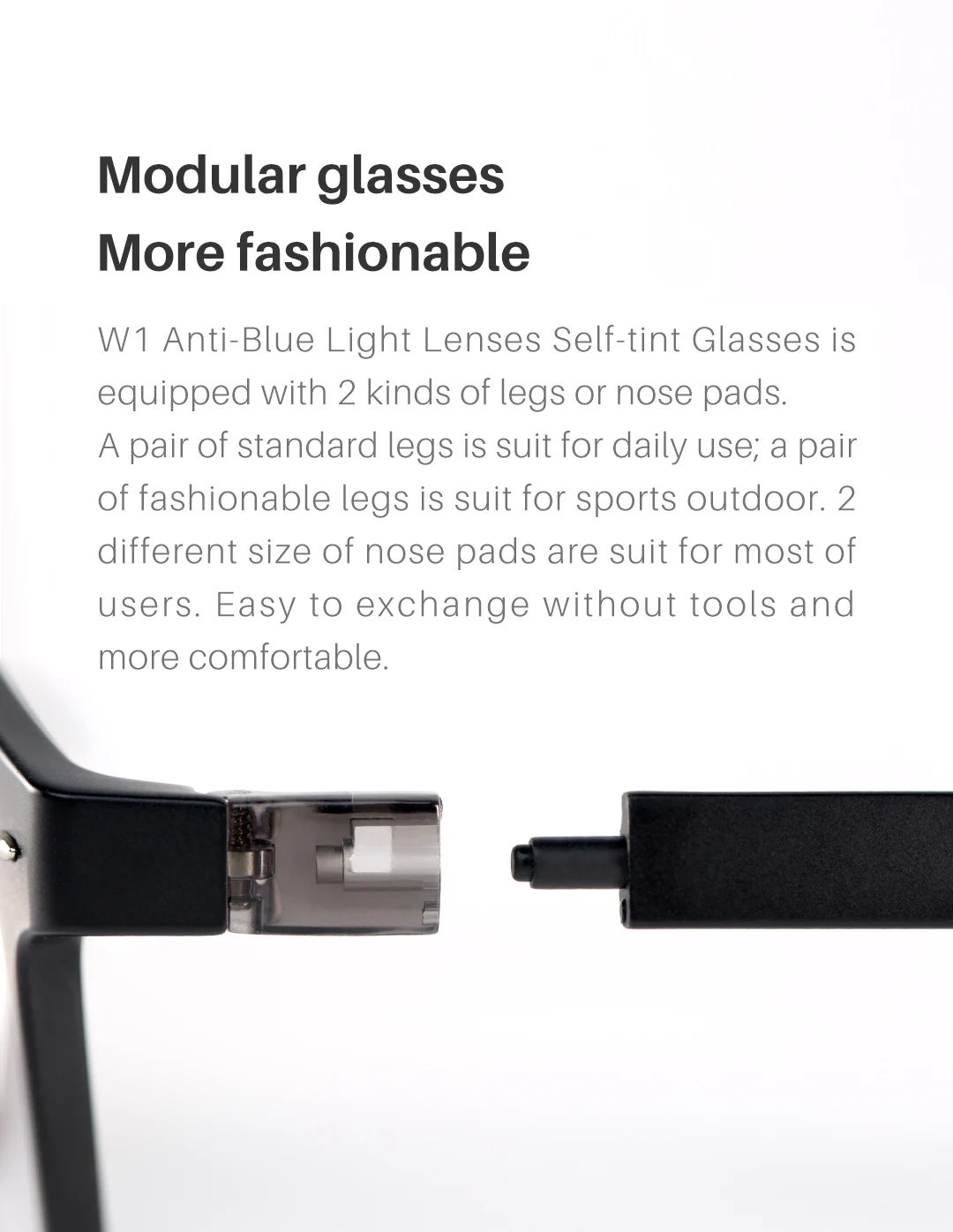 Qukan Anti-Blue-rays W1 Glasses Photochromic Protective Glasses 35% Blue Blocking Modular Design For Daily Life