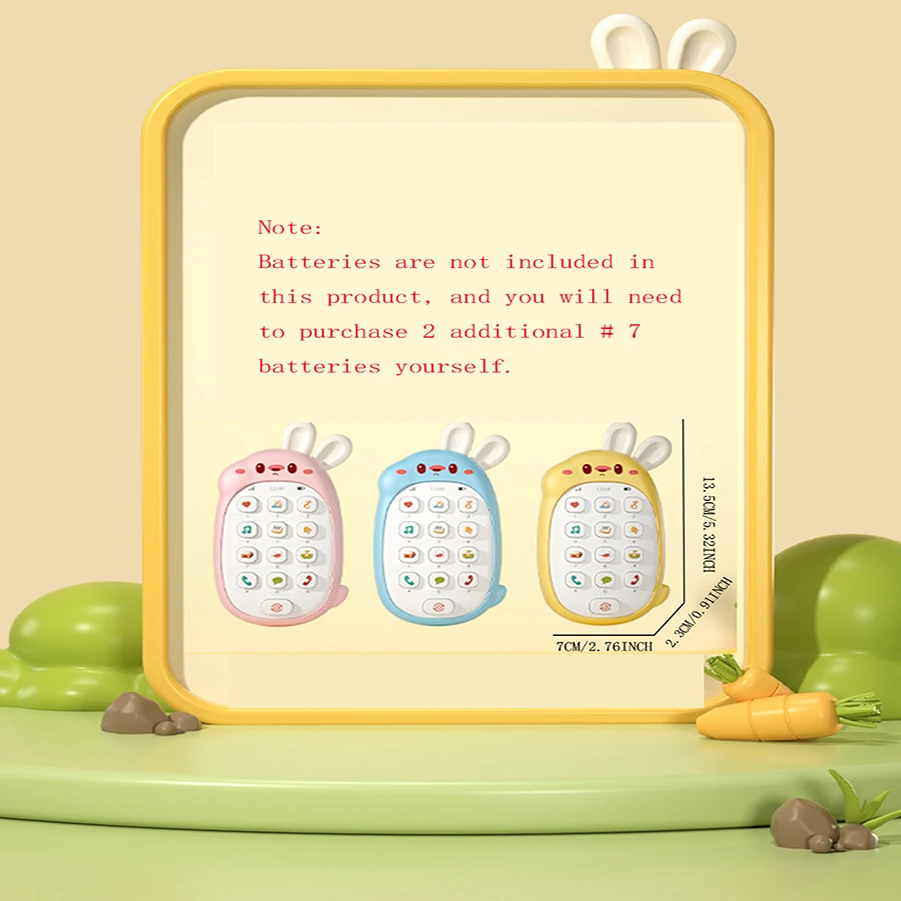 Children's rabbit toys mobile phones baby chewable puzzle multifunctional music phone male and female without battery