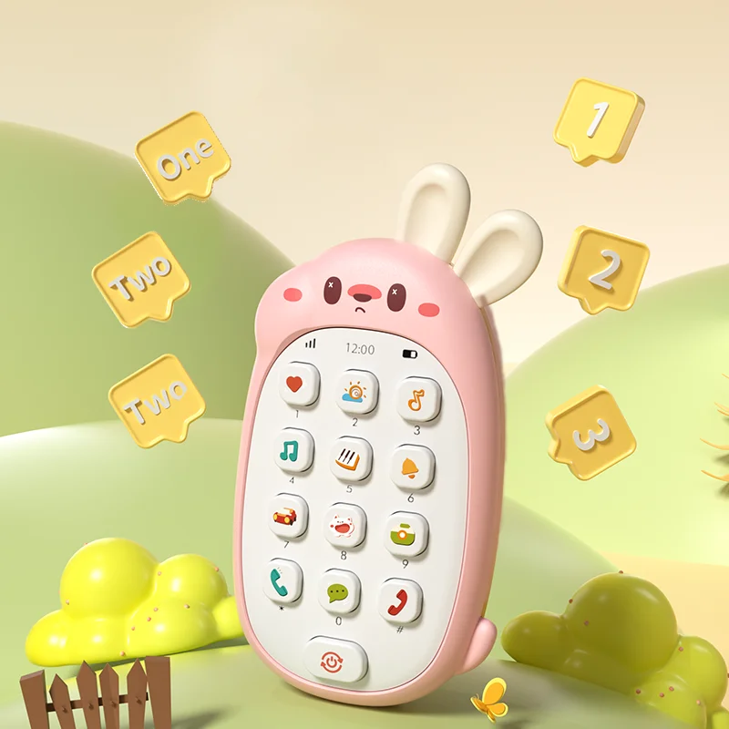 Children's rabbit toys mobile phones baby chewable puzzle multifunctional music phone male and female without battery