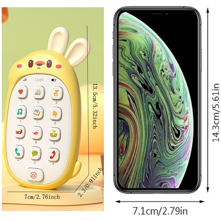 Children's rabbit toys mobile phones baby chewable puzzle multifunctional music phone male and female without battery
