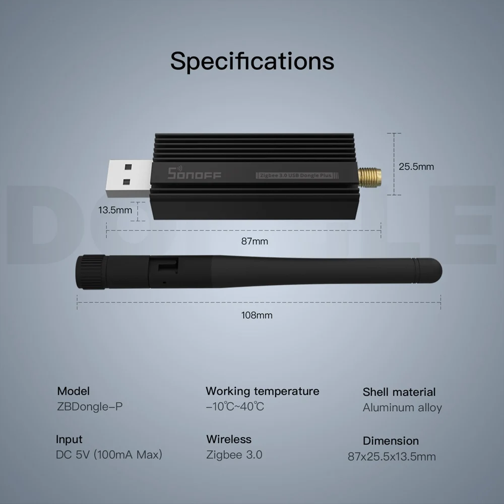 SONOFF ZBDongle Zigbee 3.0 USB Gateway ZBDongle Plus Universal via ZHA or Zigbee2MQTT Support Sonoff ZBMINI S26R2ZB SNZB Sensors