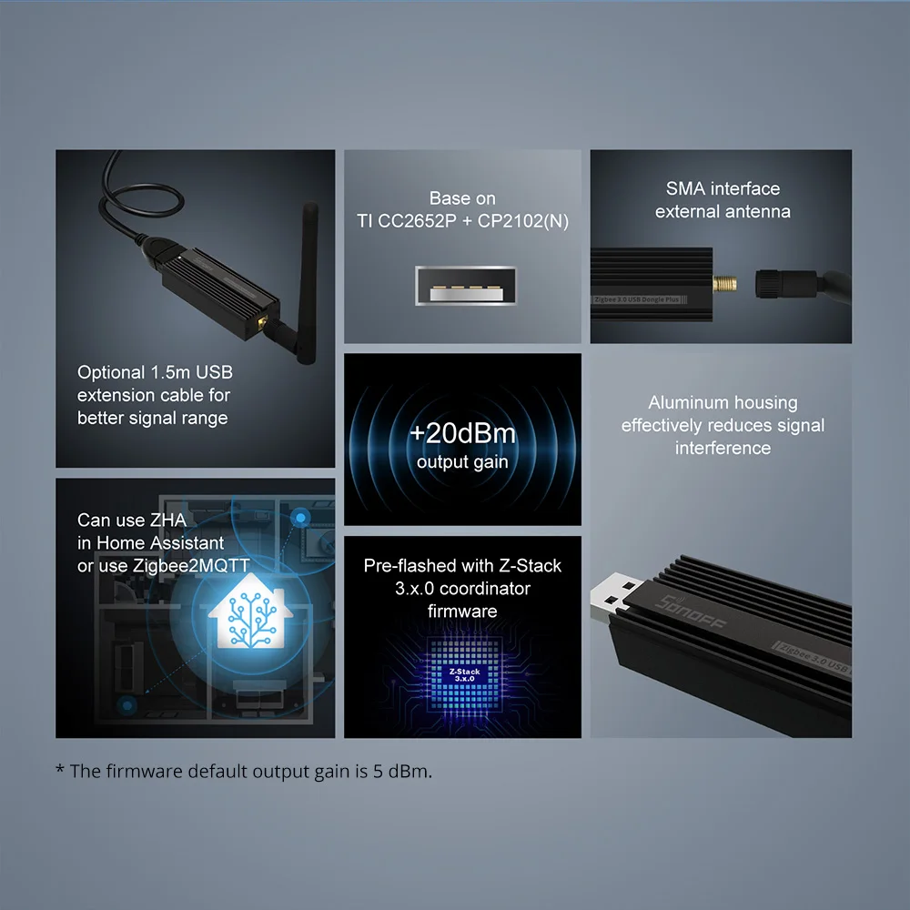 SONOFF ZBDongle Zigbee 3.0 USB Gateway ZBDongle Plus Universal via ZHA or Zigbee2MQTT Support Sonoff ZBMINI S26R2ZB SNZB Sensors