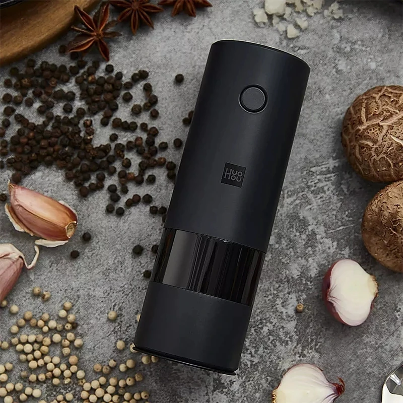 huohou Electric Grinder Automatic Mill Pepper And Salt LED Light 5 Modes Peper Spice Grain Pulverizer For Cooking
