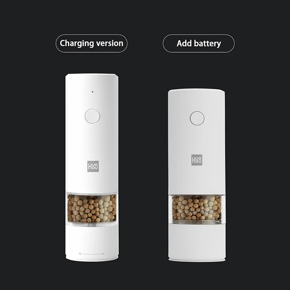 huohou Electric Grinder Automatic Mill Pepper And Salt LED Light 5 Modes Peper Spice Grain Pulverizer For Cooking