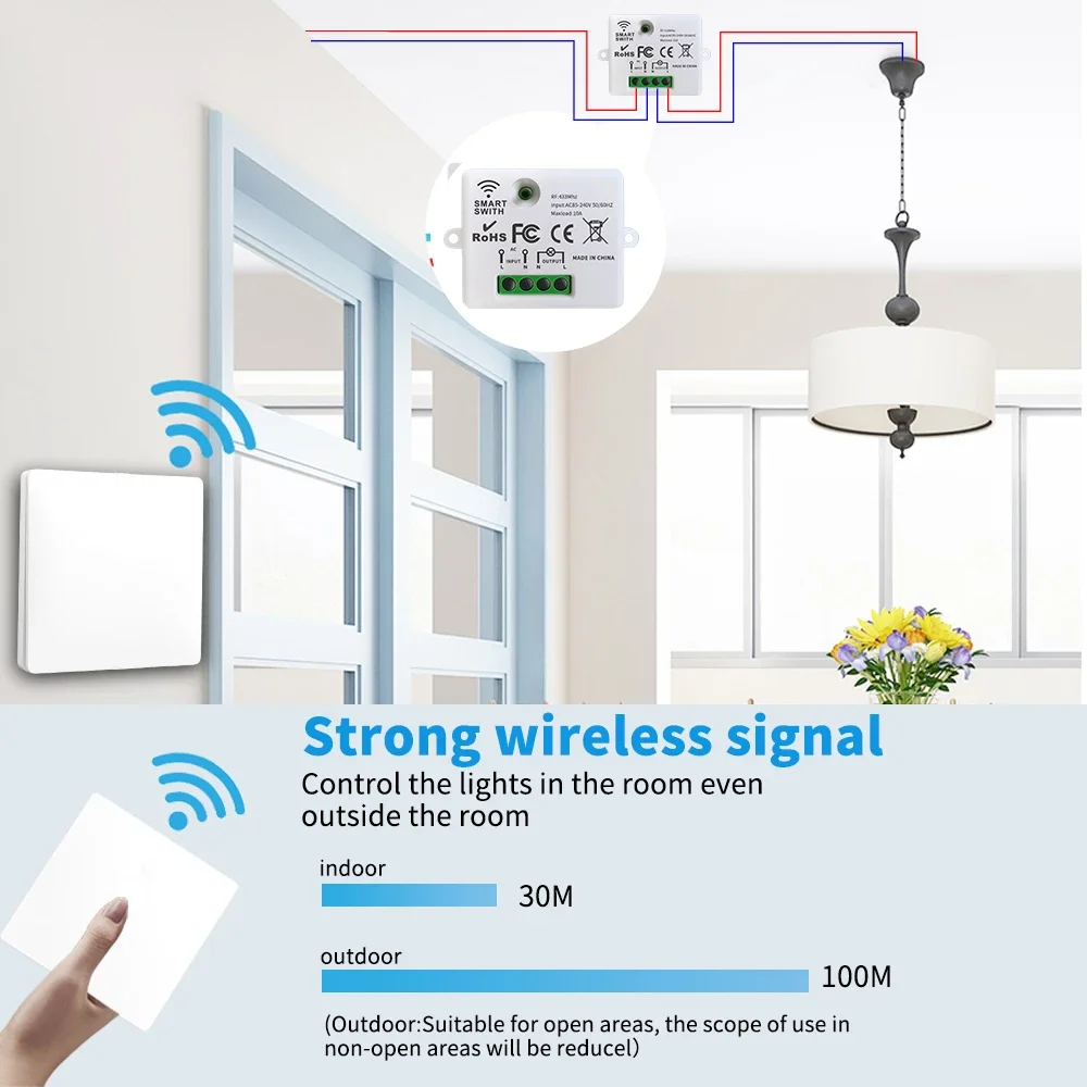 1/2/3 Gang Wireless Wall Switch RF 433Mhz Interruptor for Light Lamp Mini Smart Switch Smart Home Receiver Apartment Residential