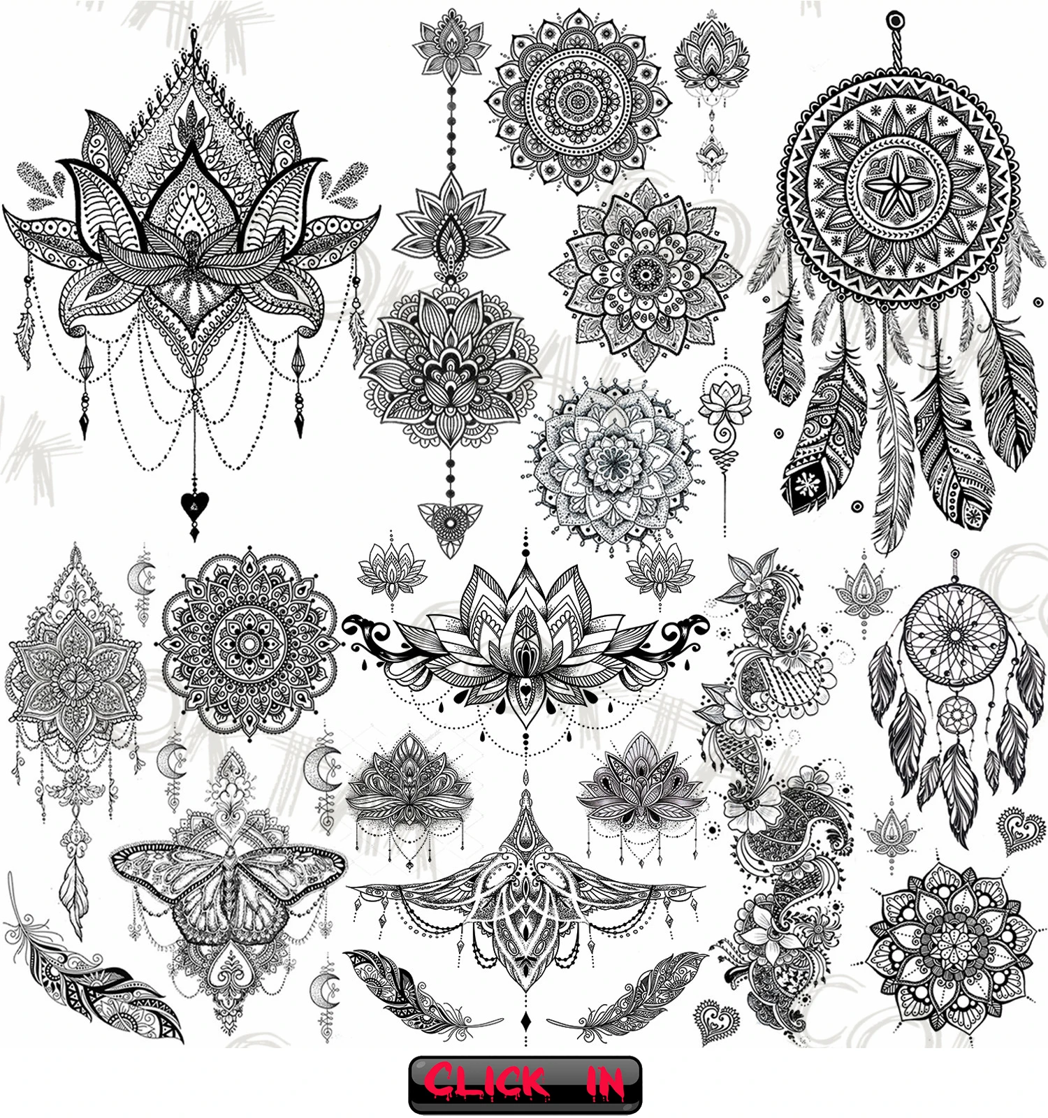 Black 3D Rose Temporary Tattoo For Women Girls Adult Peony Dahlia Flower Tattoos Sticker Black Flora Glory Geometric Arm Tatoos