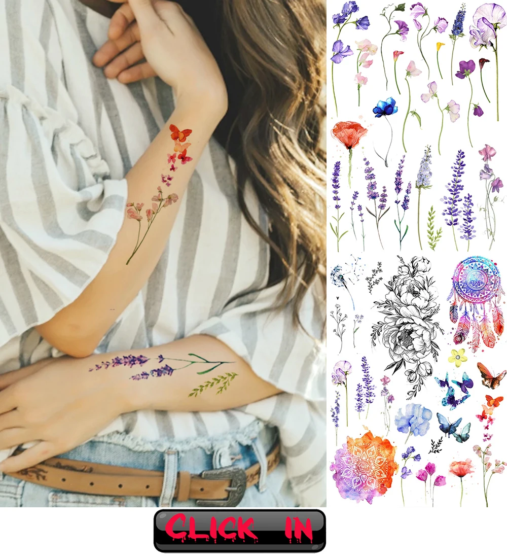 Black 3D Rose Temporary Tattoo For Women Girls Adult Peony Dahlia Flower Tattoos Sticker Black Flora Glory Geometric Arm Tatoos