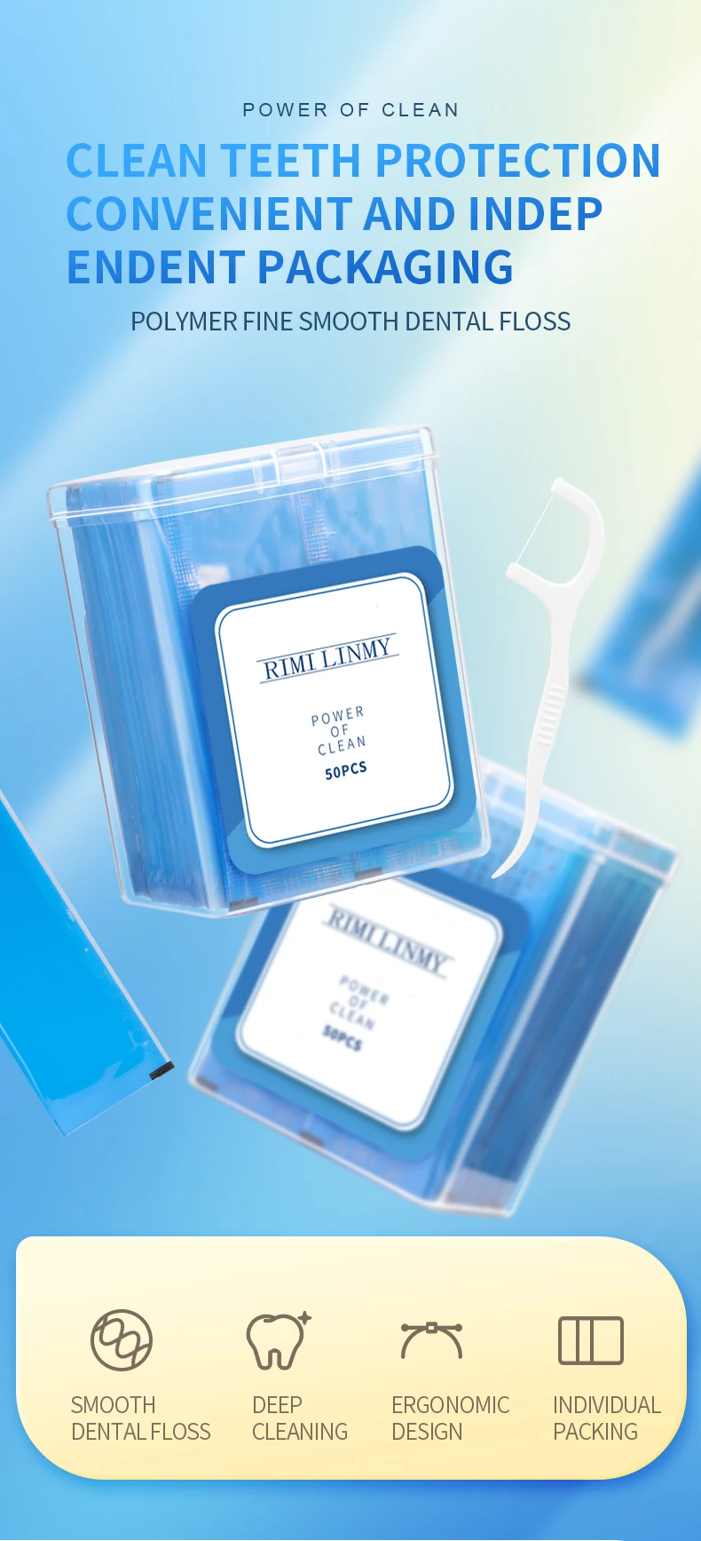 500pcs Independent Packaging Oral Cleaning Dental Floss Sticks Portable Cleaning Dental Floss Disposable Dentist Clean Tool