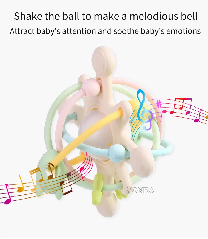 Rattle & Sensory Teether Bed Bell Silicone Montessori Ball Newborn Baby Toys Children's Kids Gift Development Games 0 36 Months
